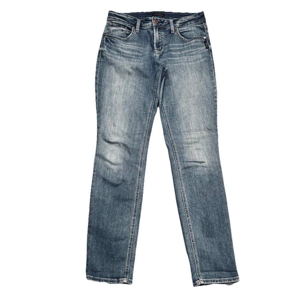 Silver Jeans Boyfriend 28 (31x30.5) Medium Blue Super Stretch Denim Womens